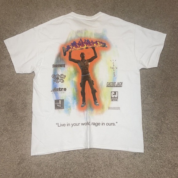 Travis Scott Other - Travis Scott X Fortnite Rage Emote CACTUS JACK White T-Shirt Size Large